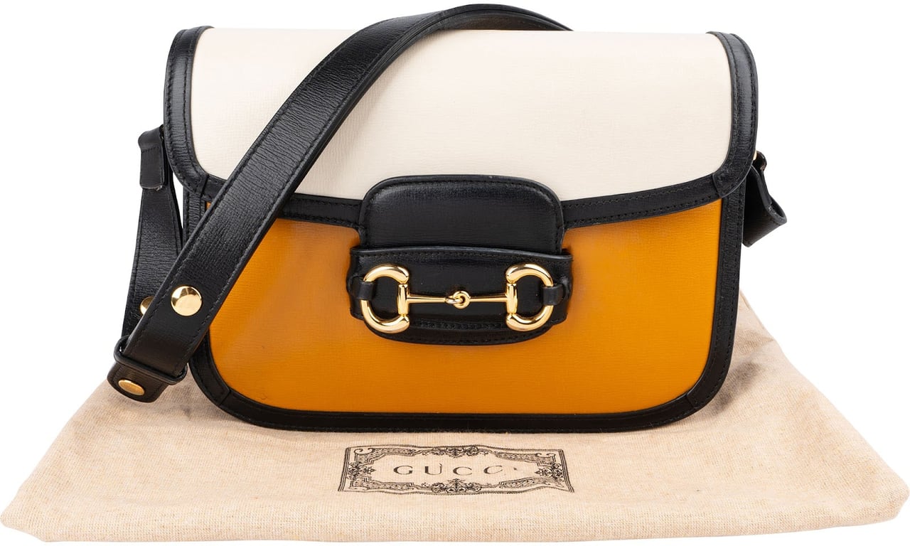 Gucci Tricolor Leather Horsebit 1955 Shoulder Crossbody Bag Zwart