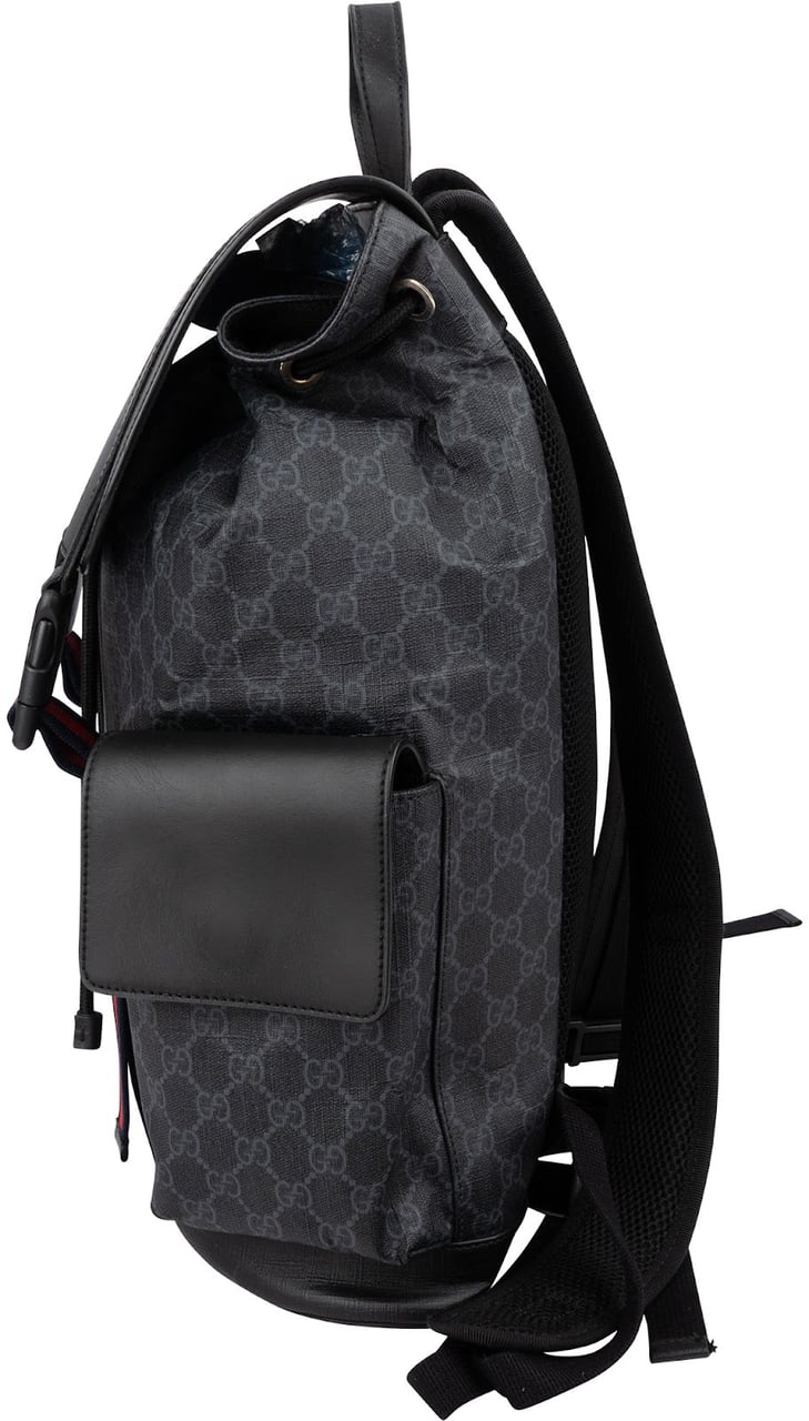 Gucci Monogram GG Supreme Canvas Web Backpack Zwart