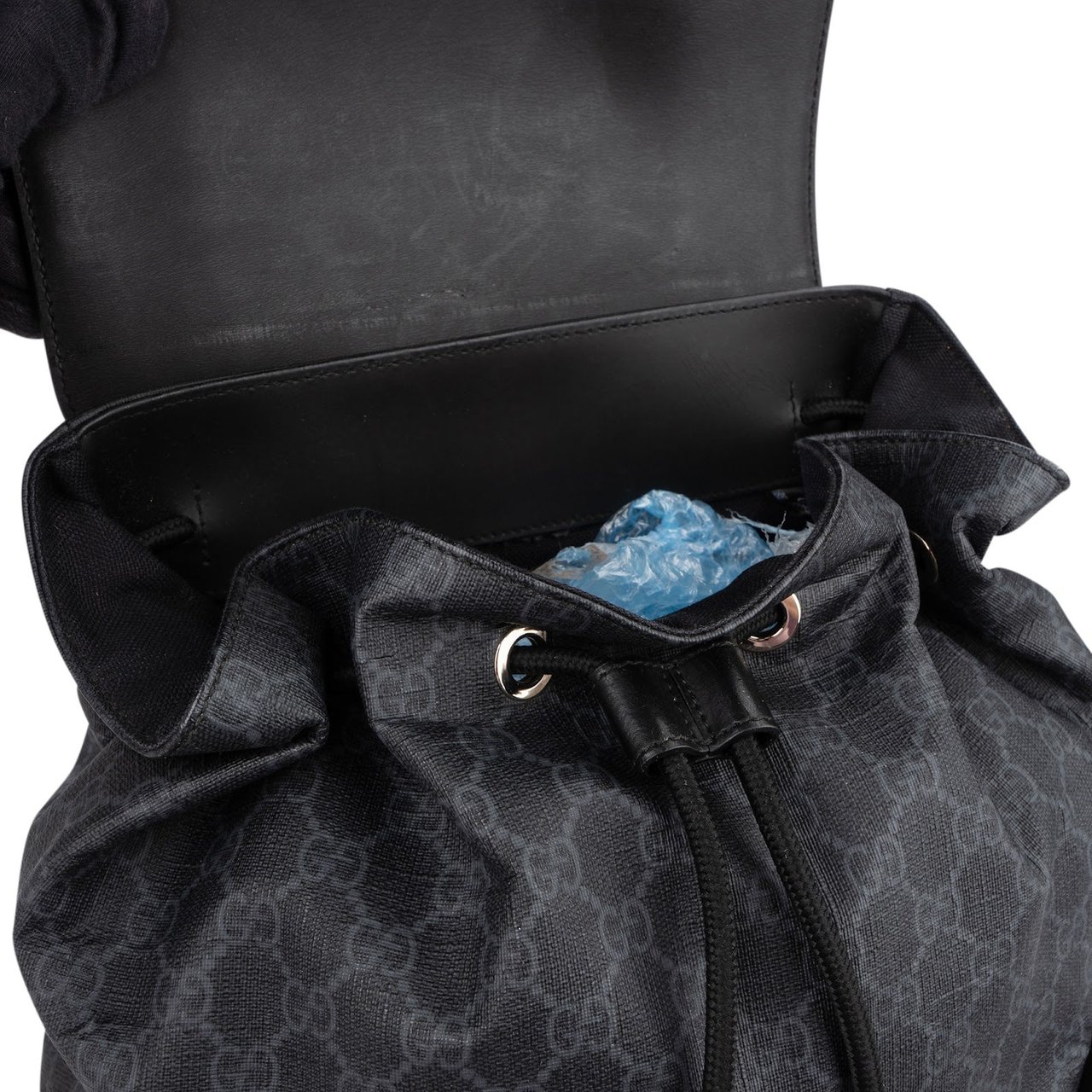 Gucci Monogram GG Supreme Canvas Web Backpack Zwart