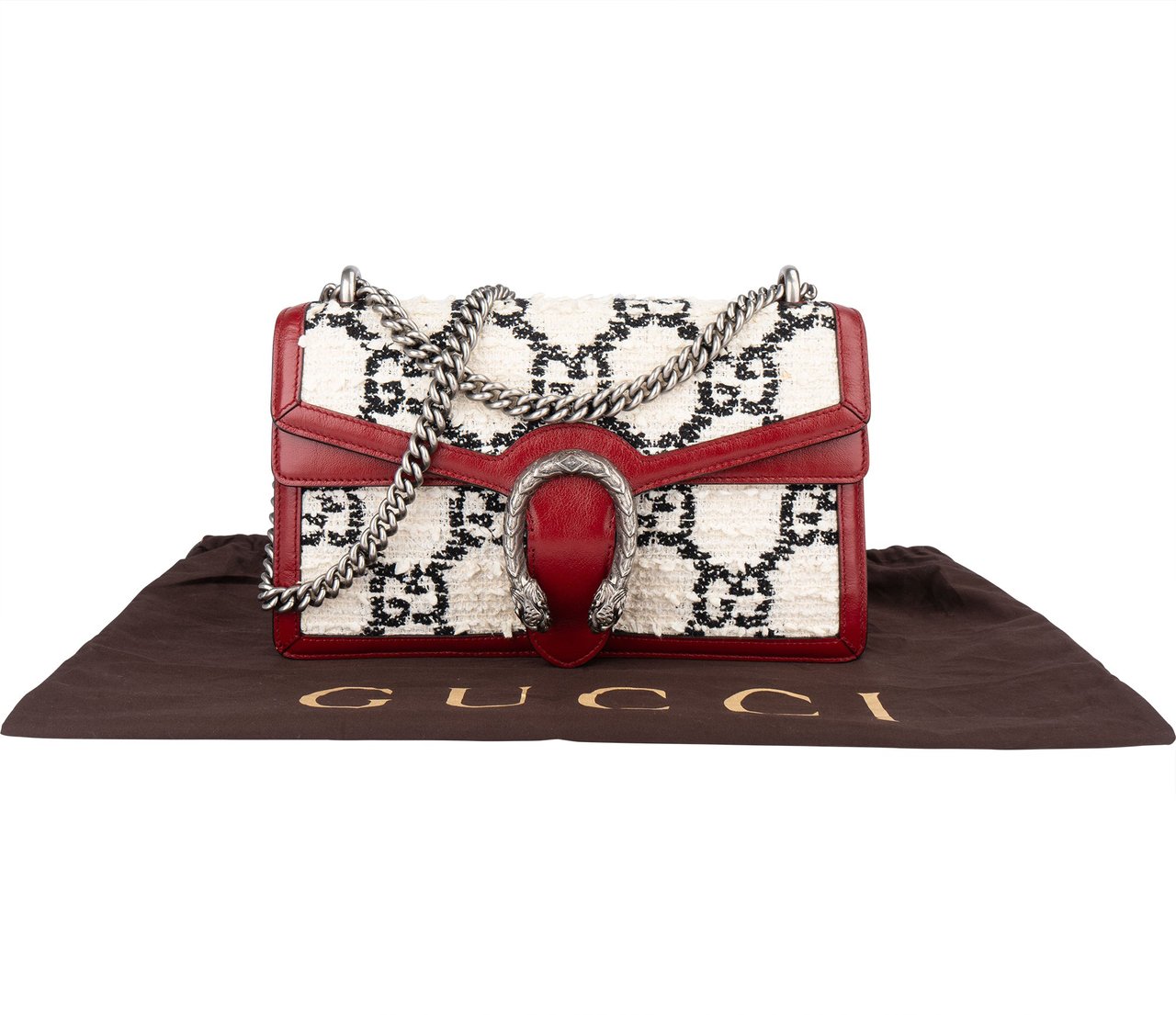 Gucci GG Tweed Monogram Dionysus Shoulder Bag Divers