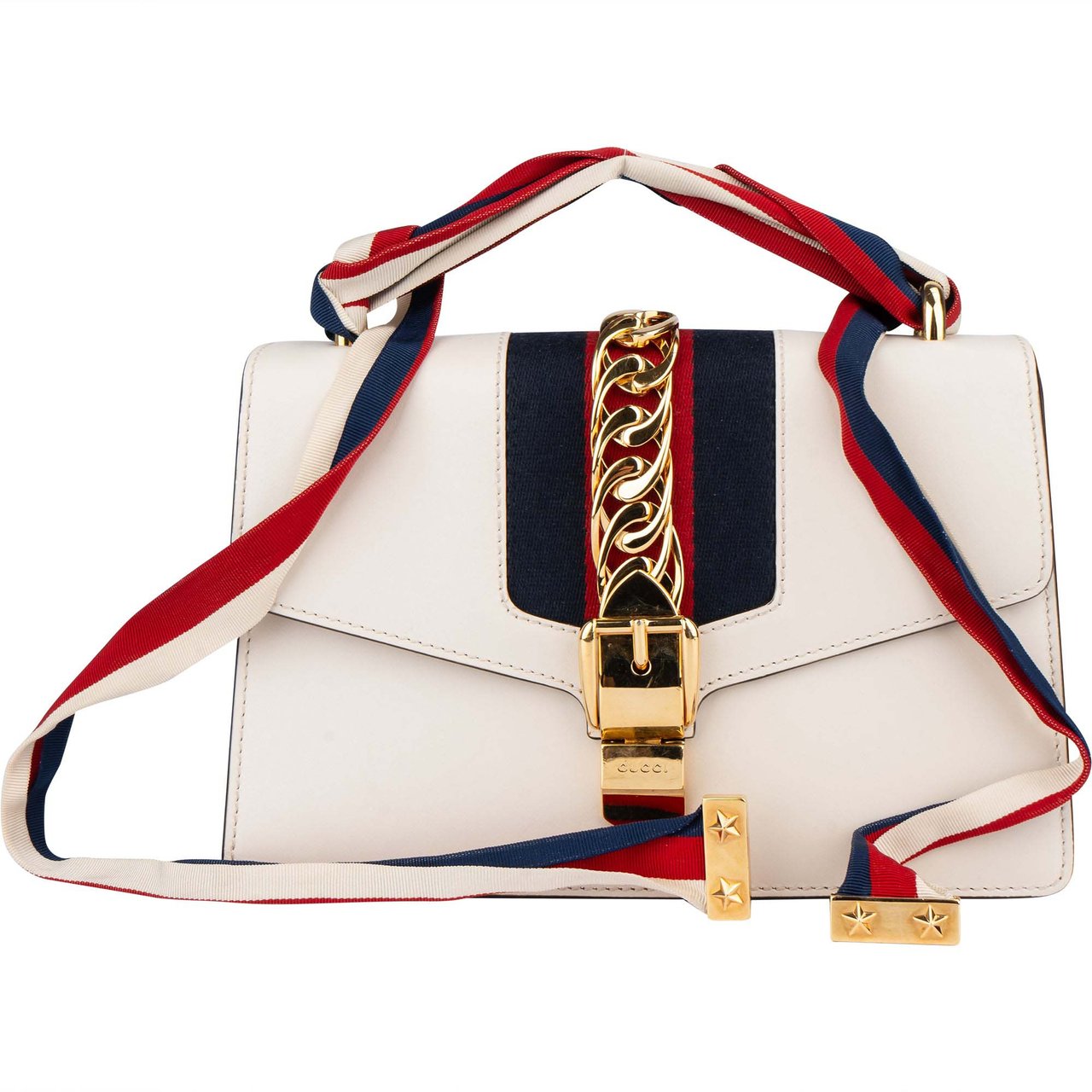 Gucci Gucci White Leather Sylvie Handbag Wit