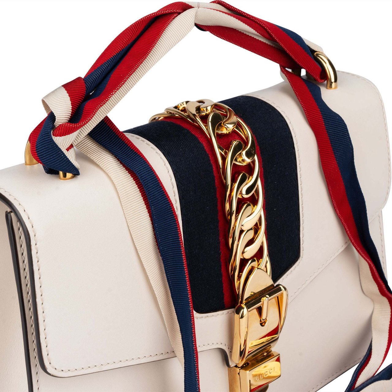 Gucci Gucci White Leather Sylvie Handbag Wit