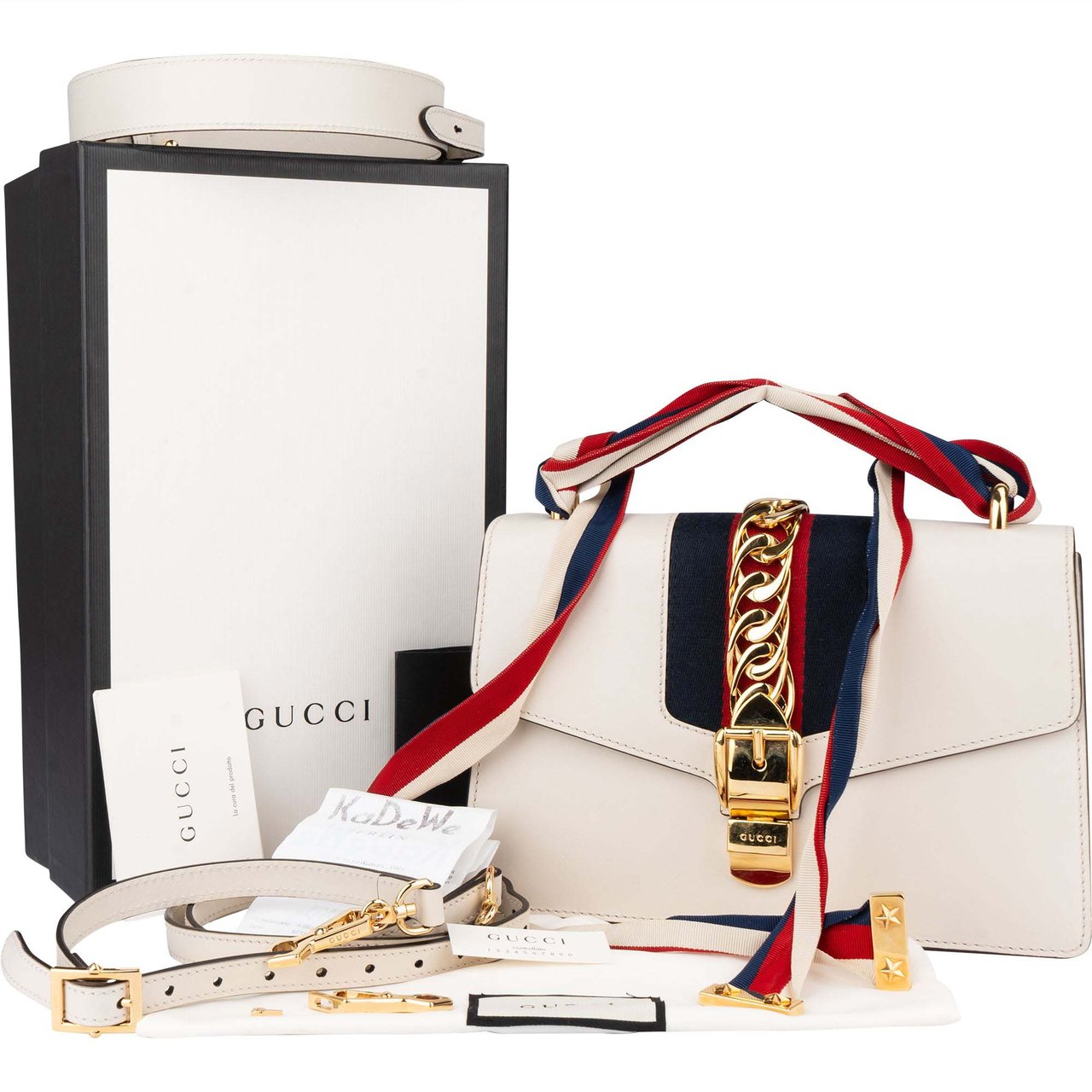 Gucci Gucci White Leather Sylvie Handbag Wit
