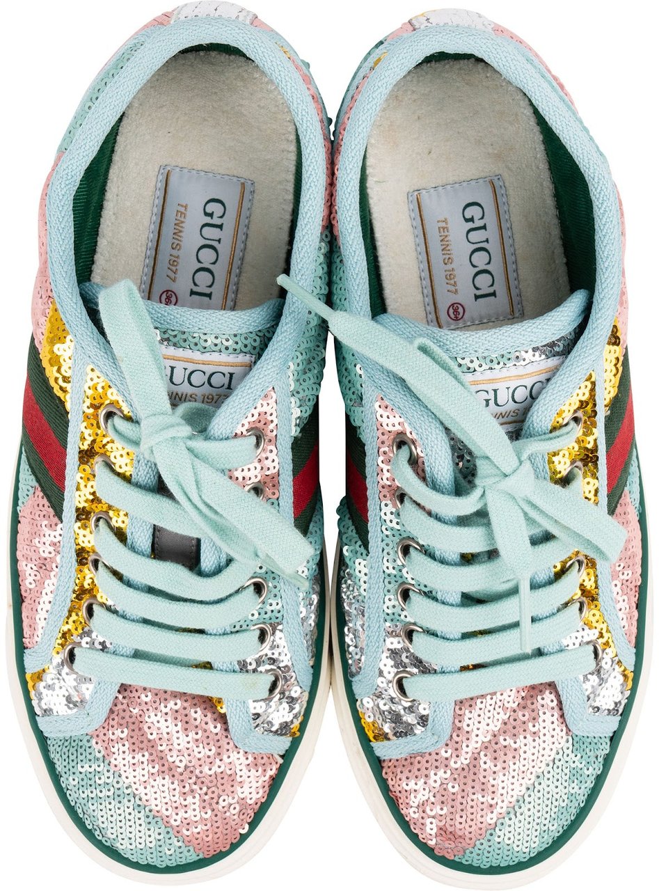 Gucci Multicolor Pailletten Tennis 1977 Sequin Sneaker (37) Divers