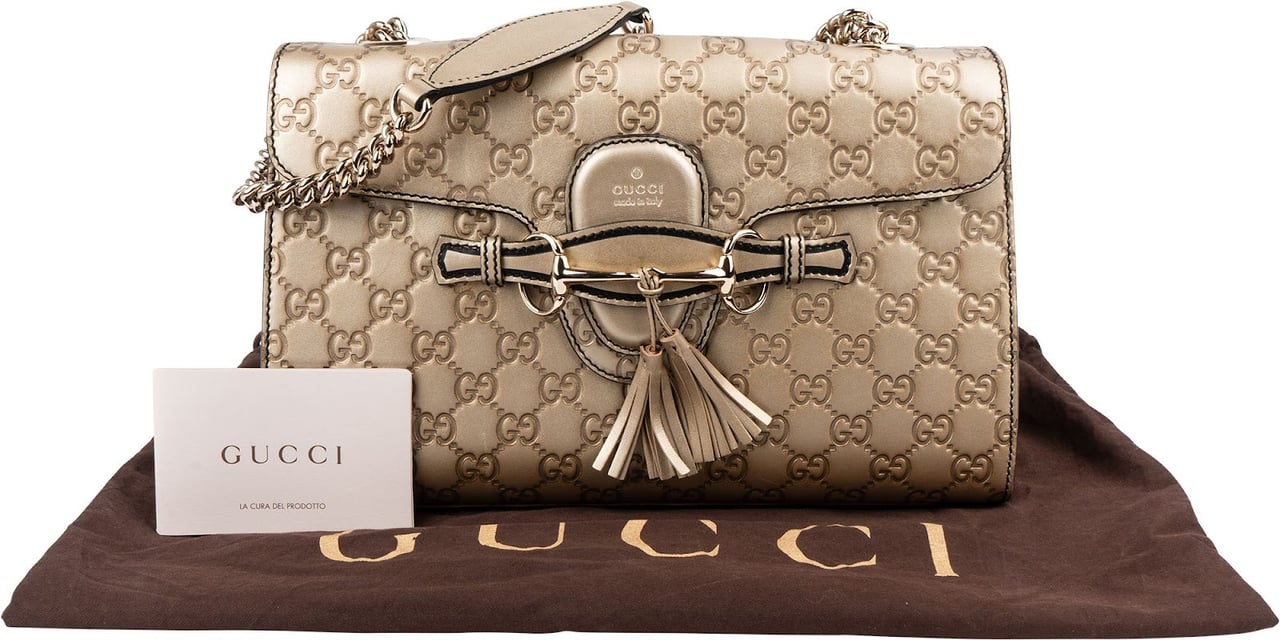 Gucci Guccissima Leather Emily Chain Shoulder Bag Goud
