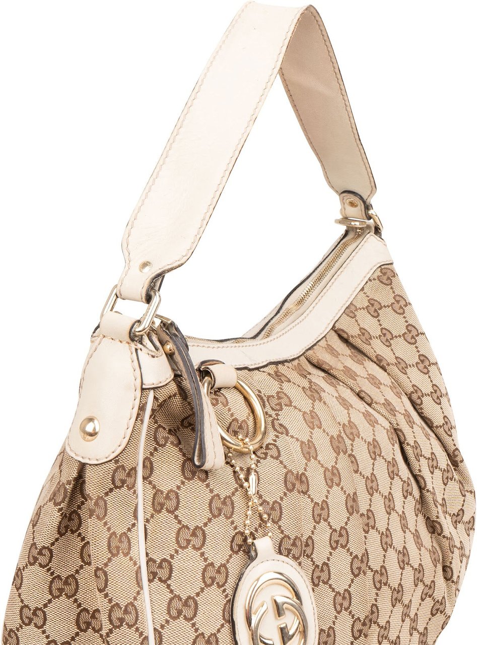 Gucci Monogram GG Sukey Shoulder Bag Beige