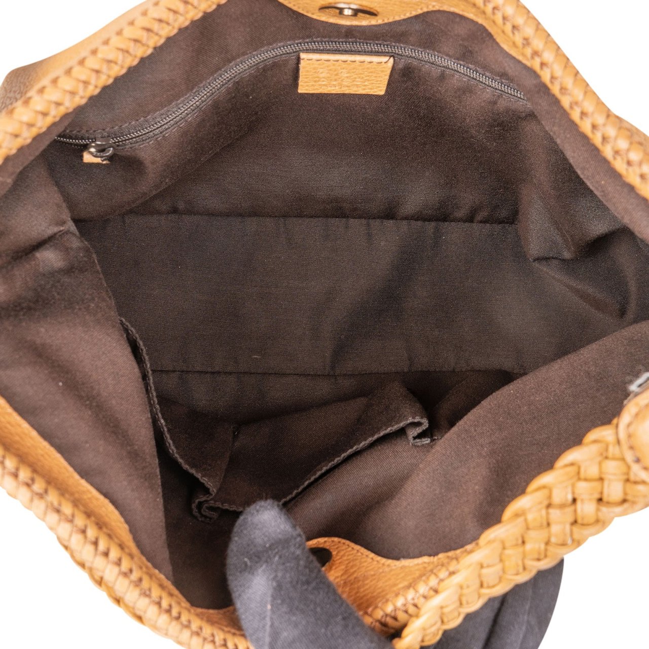 Gucci Grained Leather Marrakesh Tassel Shoulder Bag Bruin