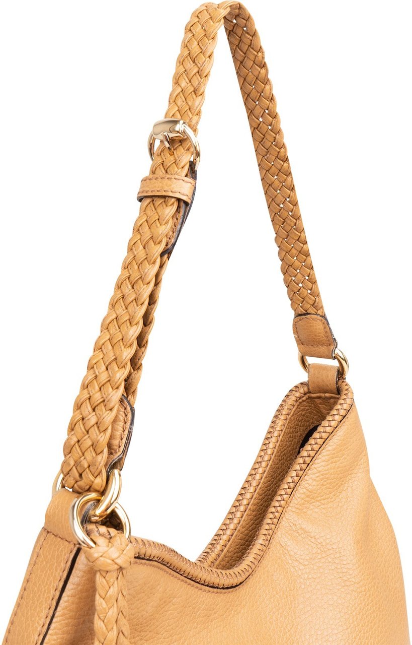 Gucci Grained Leather Marrakesh Tassel Shoulder Bag Bruin