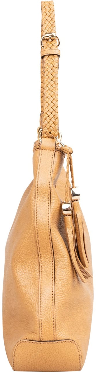 Gucci Grained Leather Marrakesh Tassel Shoulder Bag Bruin