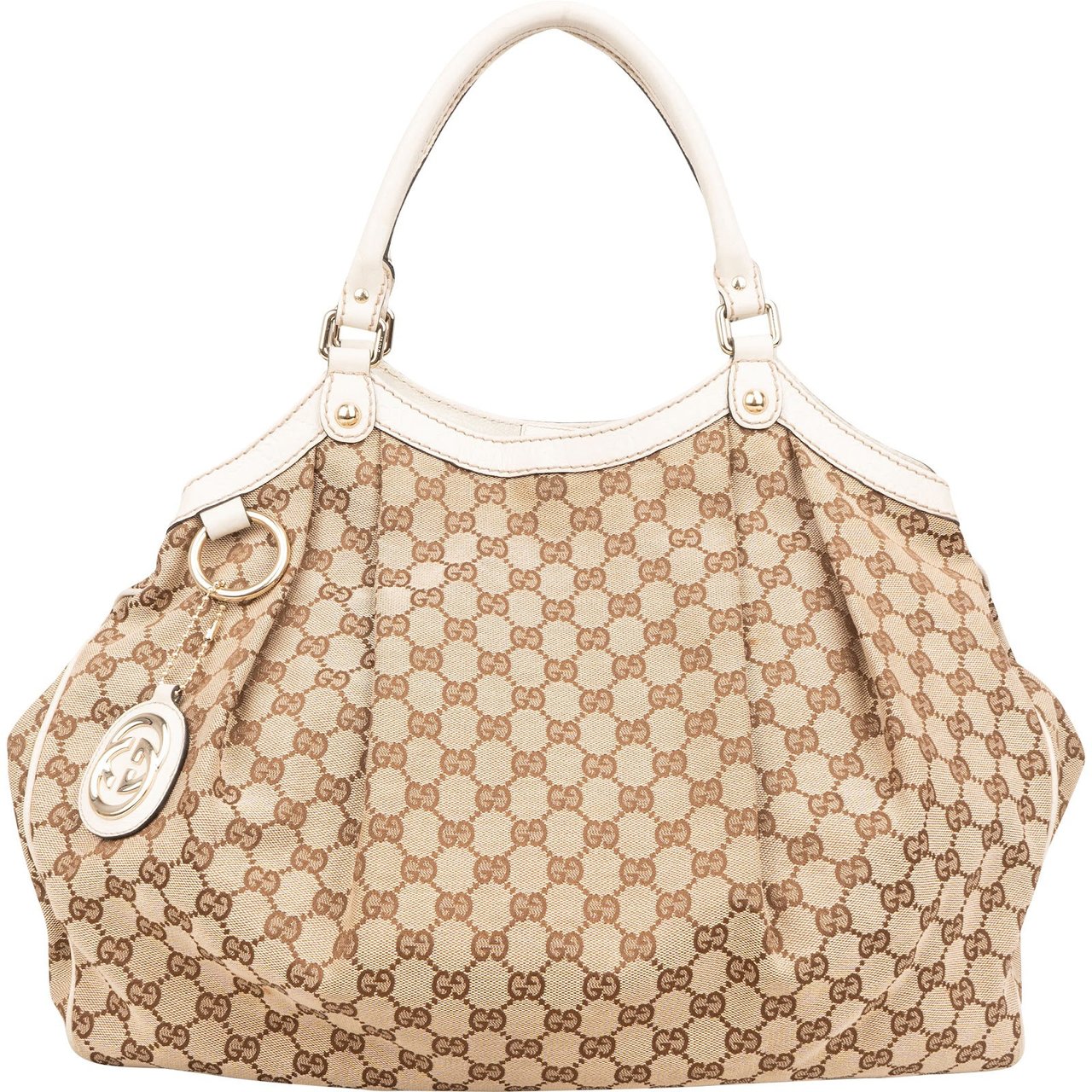 Gucci Monogram GG Sukey Large Hobo Shoulder Bag Beige
