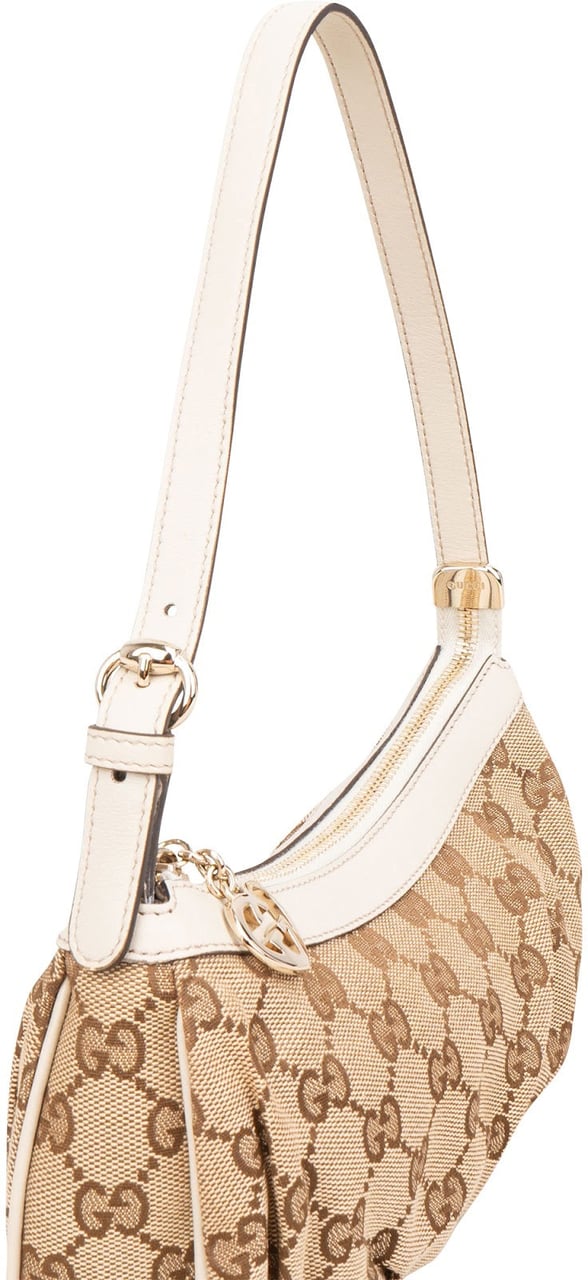 Gucci Monogram GG Lovely Heart Pochette Accessoires Shoulder Bag Beige