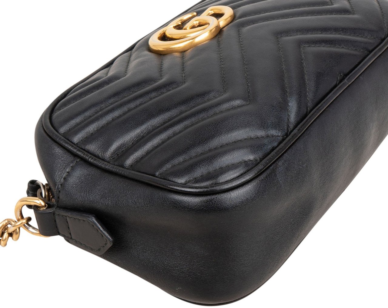 Gucci ChevronLeather GG Marmont Camera Crossbody Bag Zwart