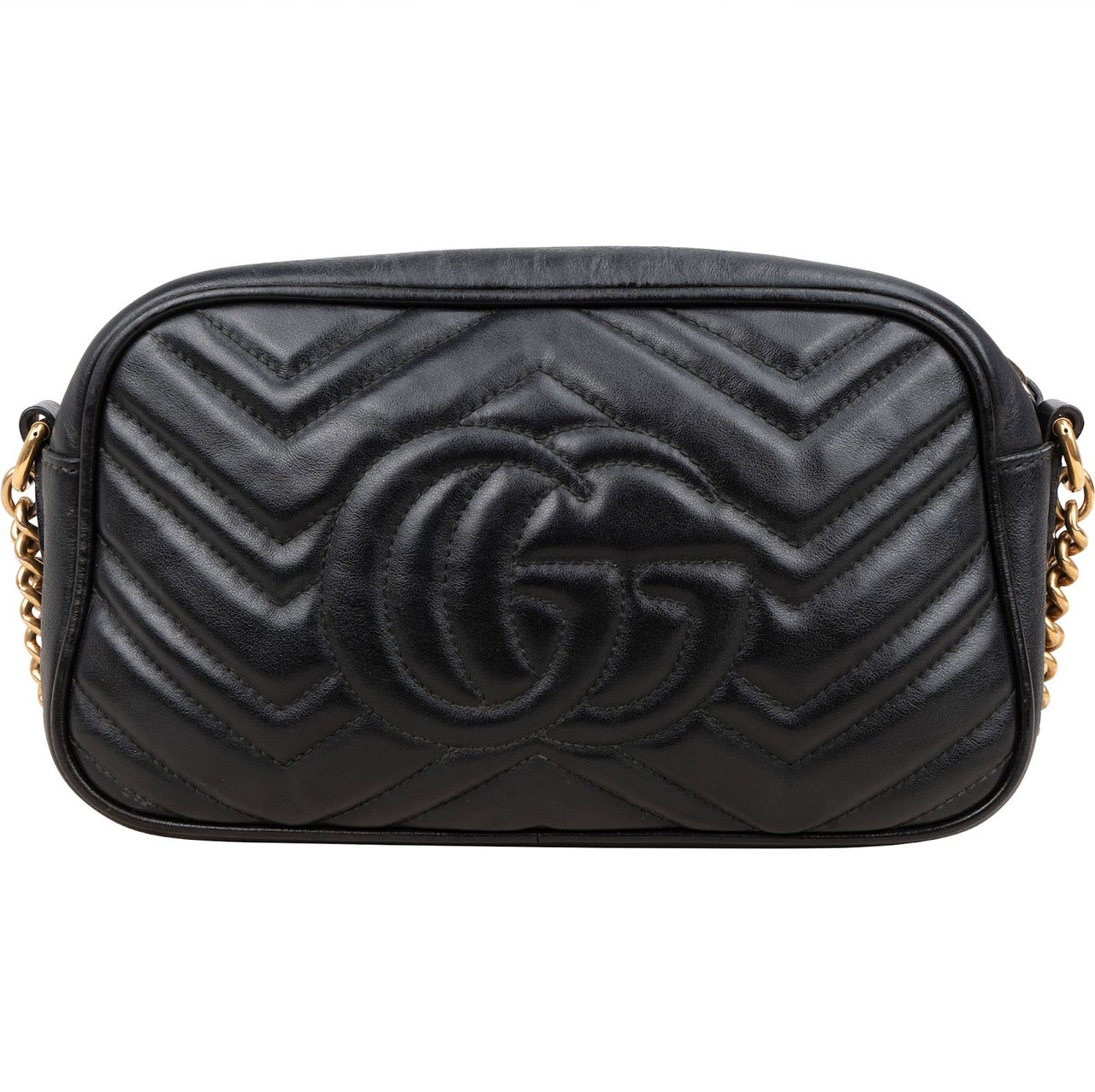 Gucci ChevronLeather GG Marmont Camera Crossbody Bag Zwart