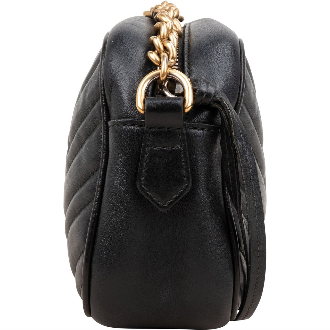 Gucci ChevronLeather GG Marmont Camera Crossbody Bag Zwart