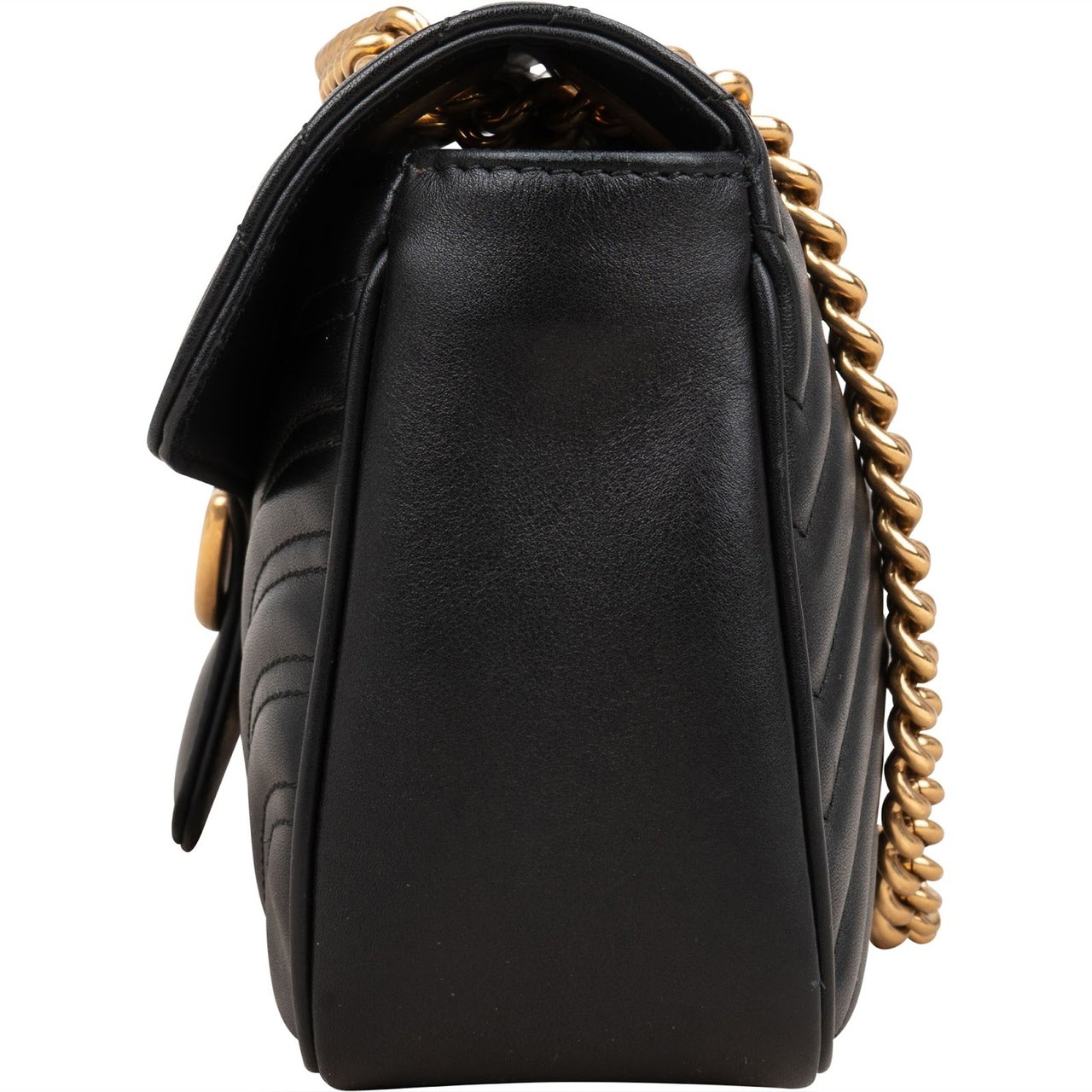 Gucci Chevron Leather GG Marmont Camera Crossbody Bag Zwart