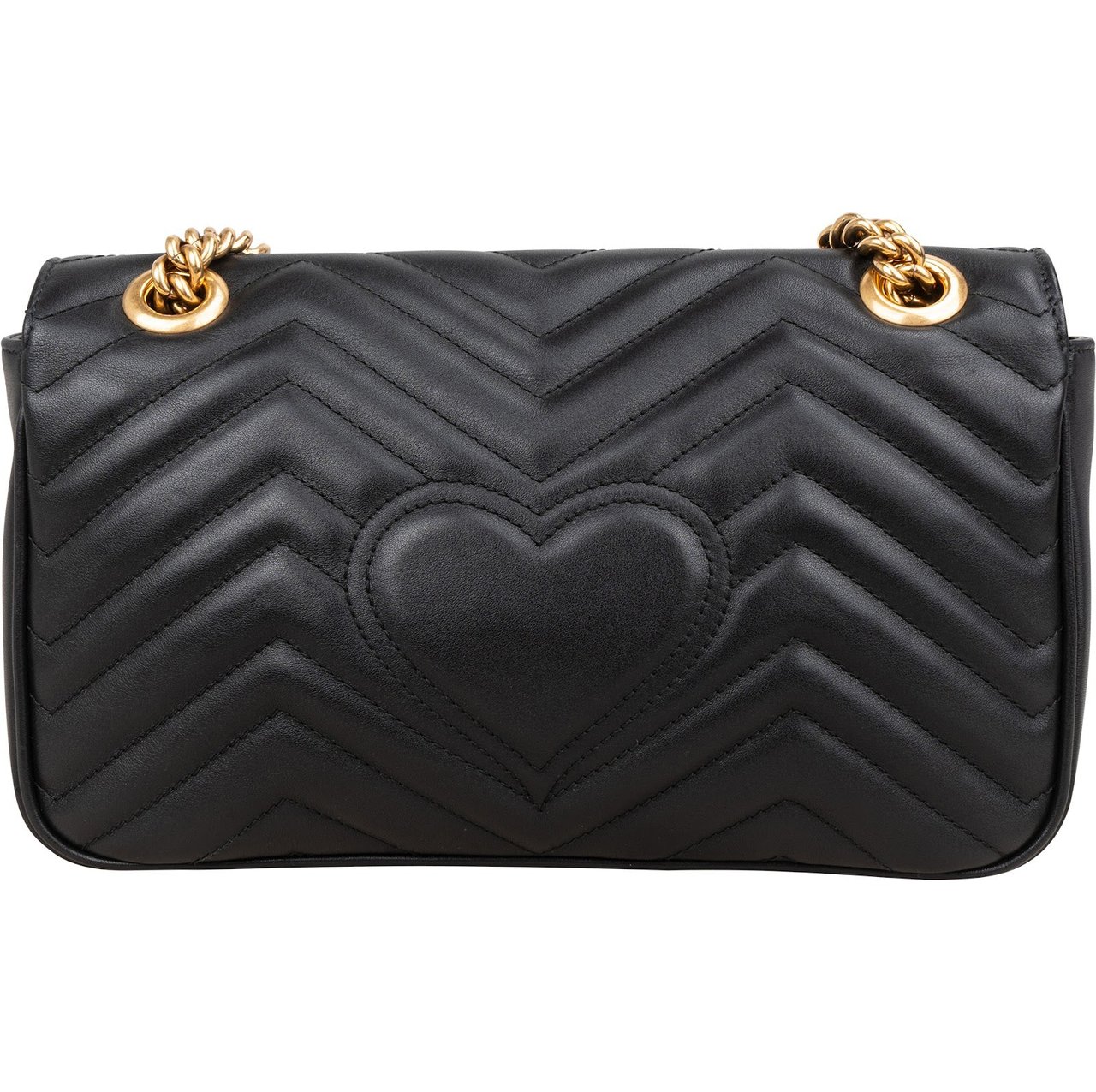 Gucci Chevron Leather GG Marmont Camera Crossbody Bag Zwart