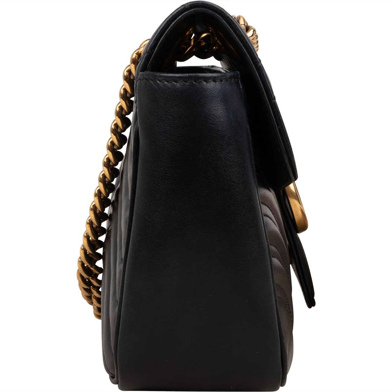 Gucci Chevron Leather GG Marmont Camera Crossbody Bag Zwart