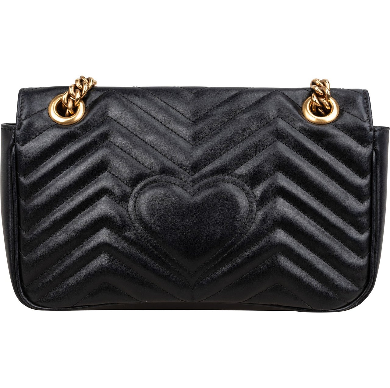 Gucci Chevron Leather GG Marmont Camera Crossbody Bag Zwart