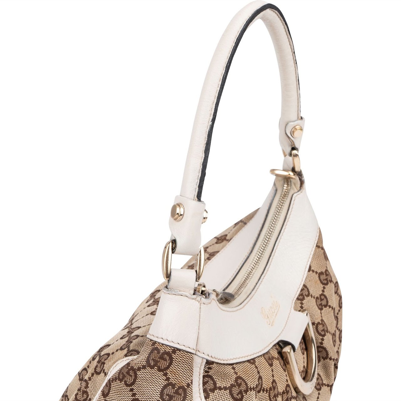 Gucci Monogram GG Abbey D-Ring Shoulder Bag Beige