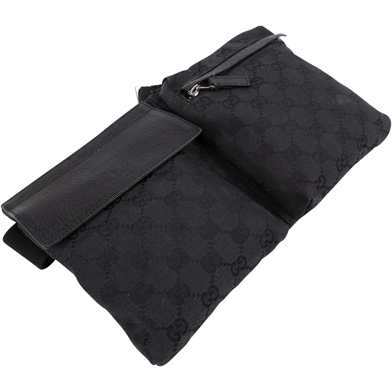 Gucci Monogram GG Belt Crossbody Bag Zwart