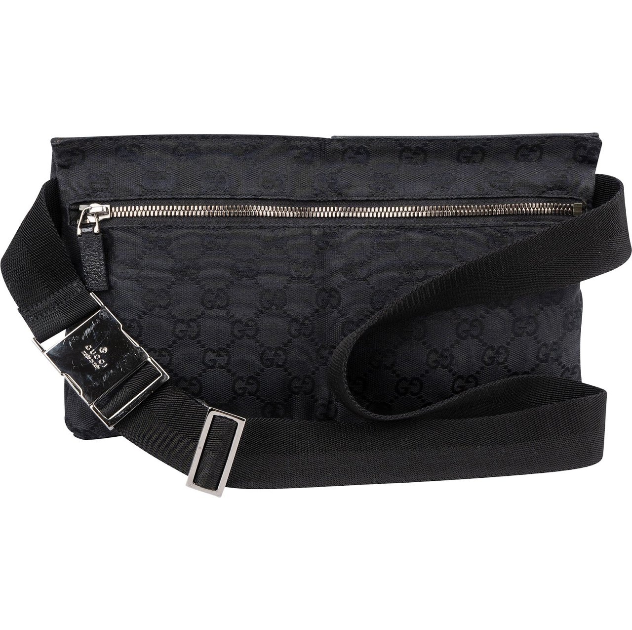 Gucci Monogram GG Belt Crossbody Bag Zwart