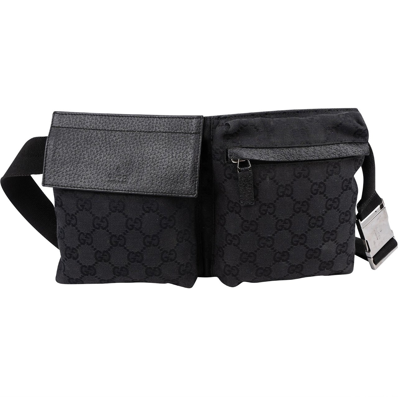 Gucci Monogram GG Belt Crossbody Bag Zwart