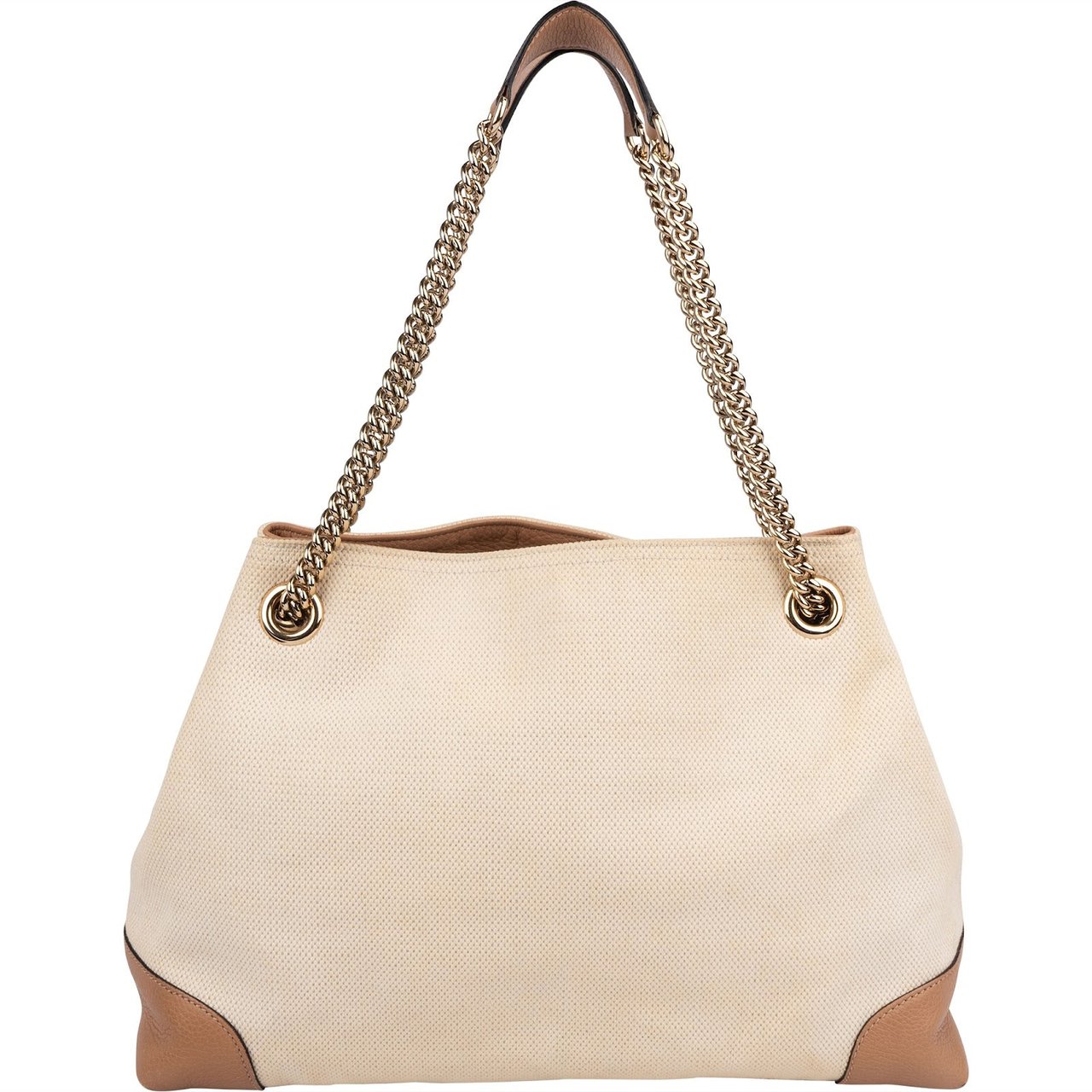 Gucci Perforated Leather Canvas GG Soho Crossbody Bag Beige
