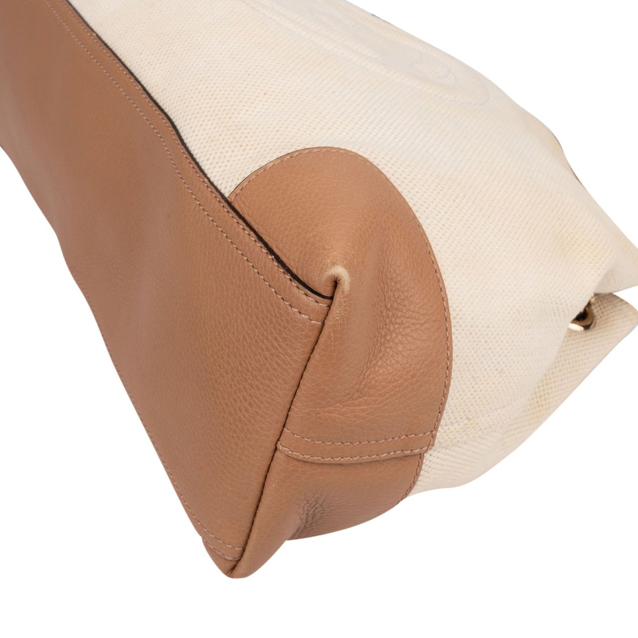 Gucci Perforated Leather Canvas GG Soho Crossbody Bag Beige