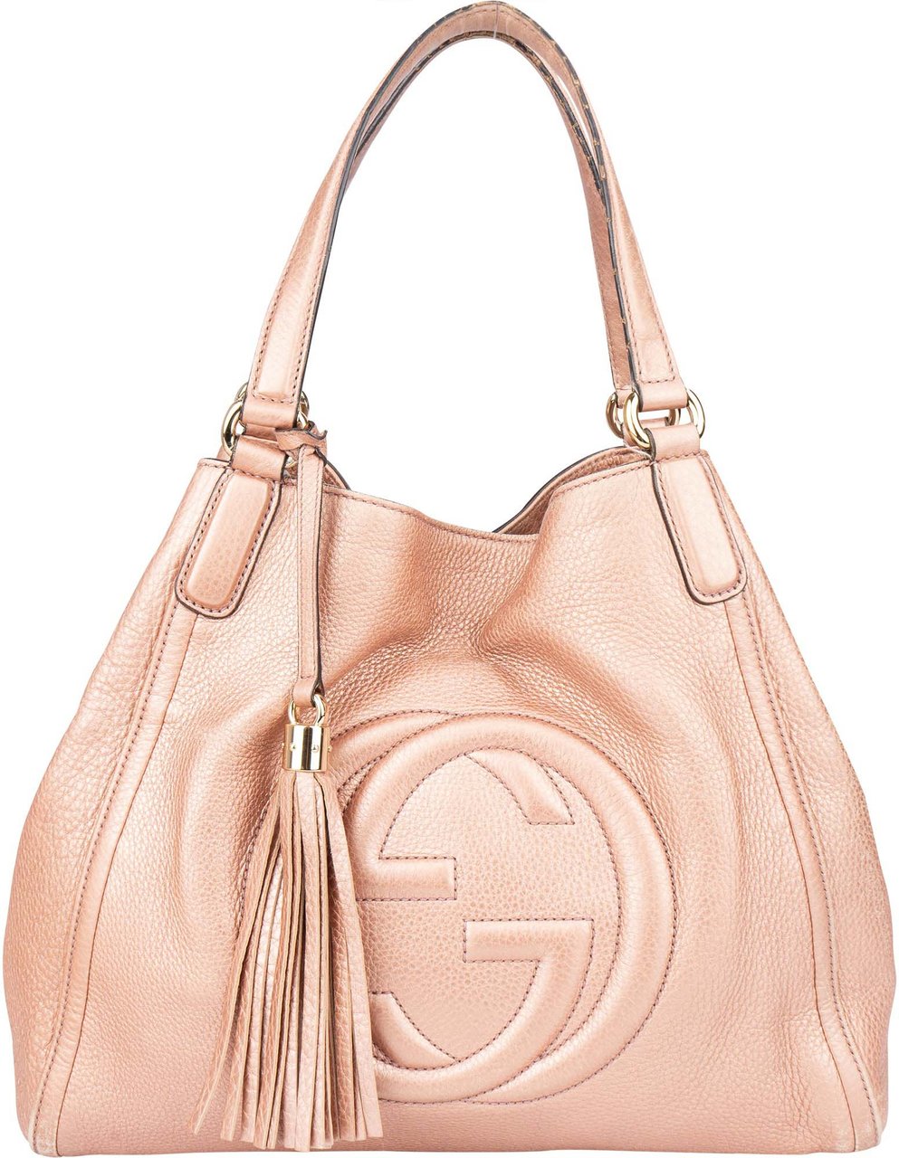 Gucci Gucci Pink Metallic GG Soho Handbag Roze