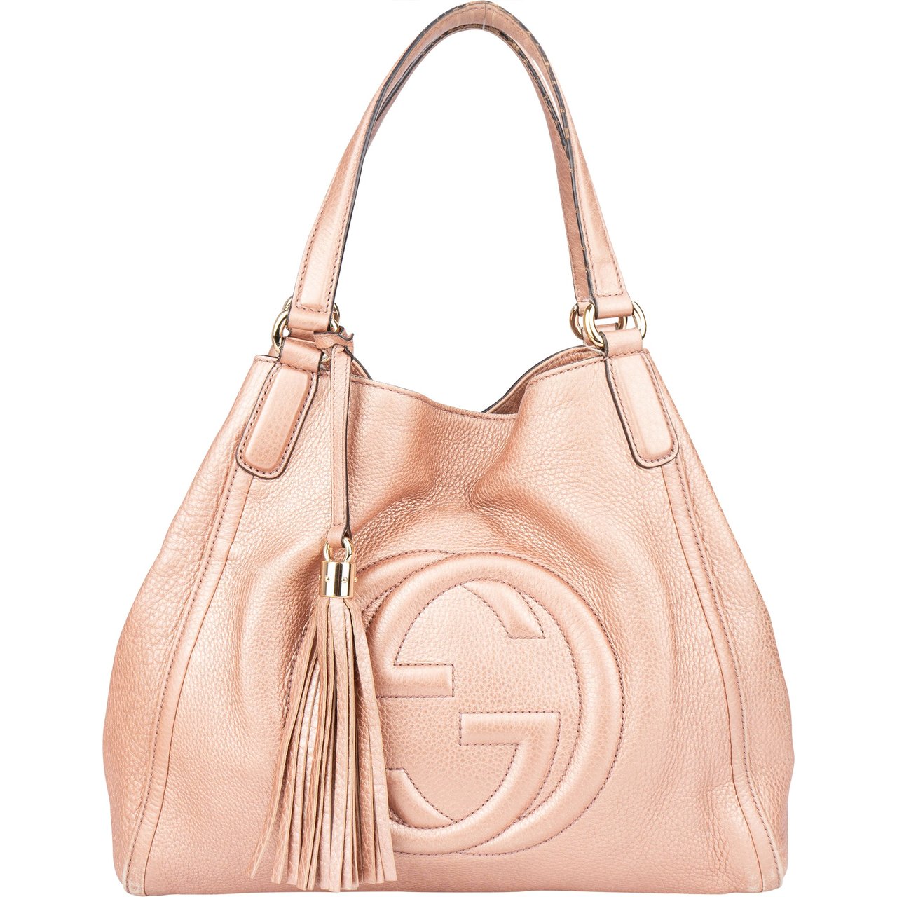 Gucci Gucci Pink Metallic GG Soho Handbag Roze