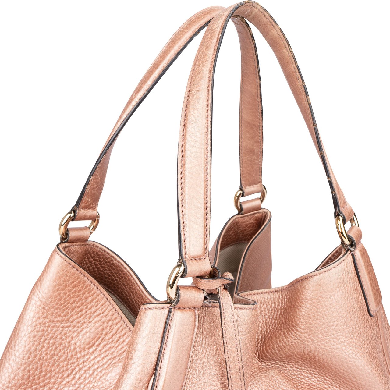Gucci Gucci Pink Metallic GG Soho Handbag Roze