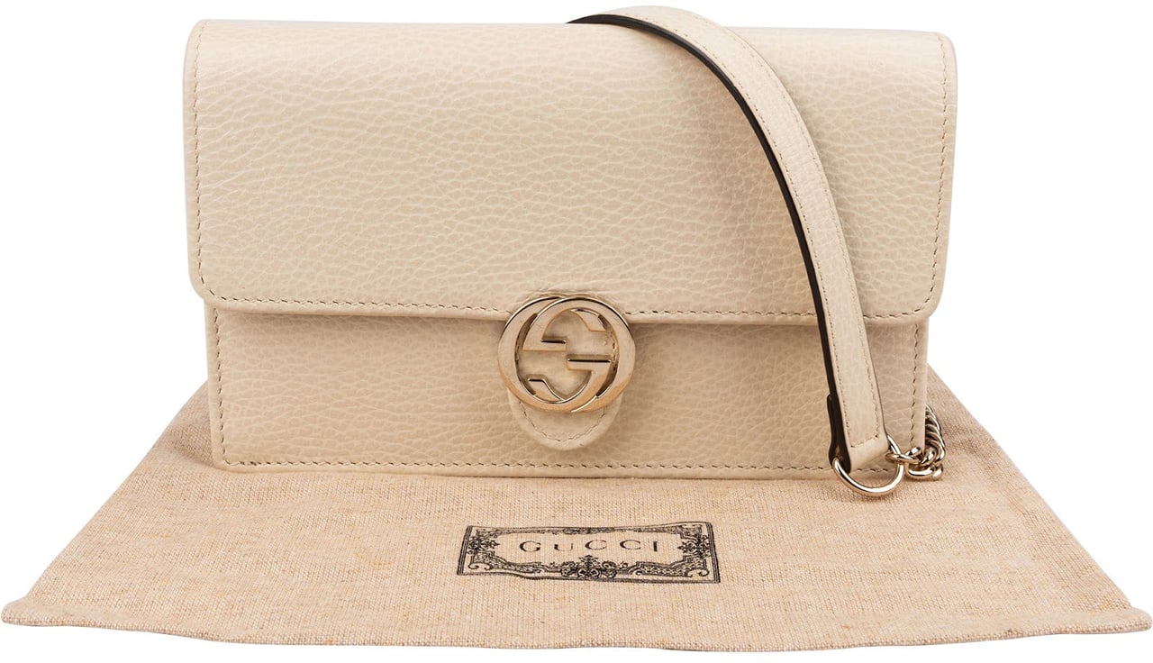 Gucci Grained Leather Interlocking GG Wallet On Chain Crossbody Bag Divers