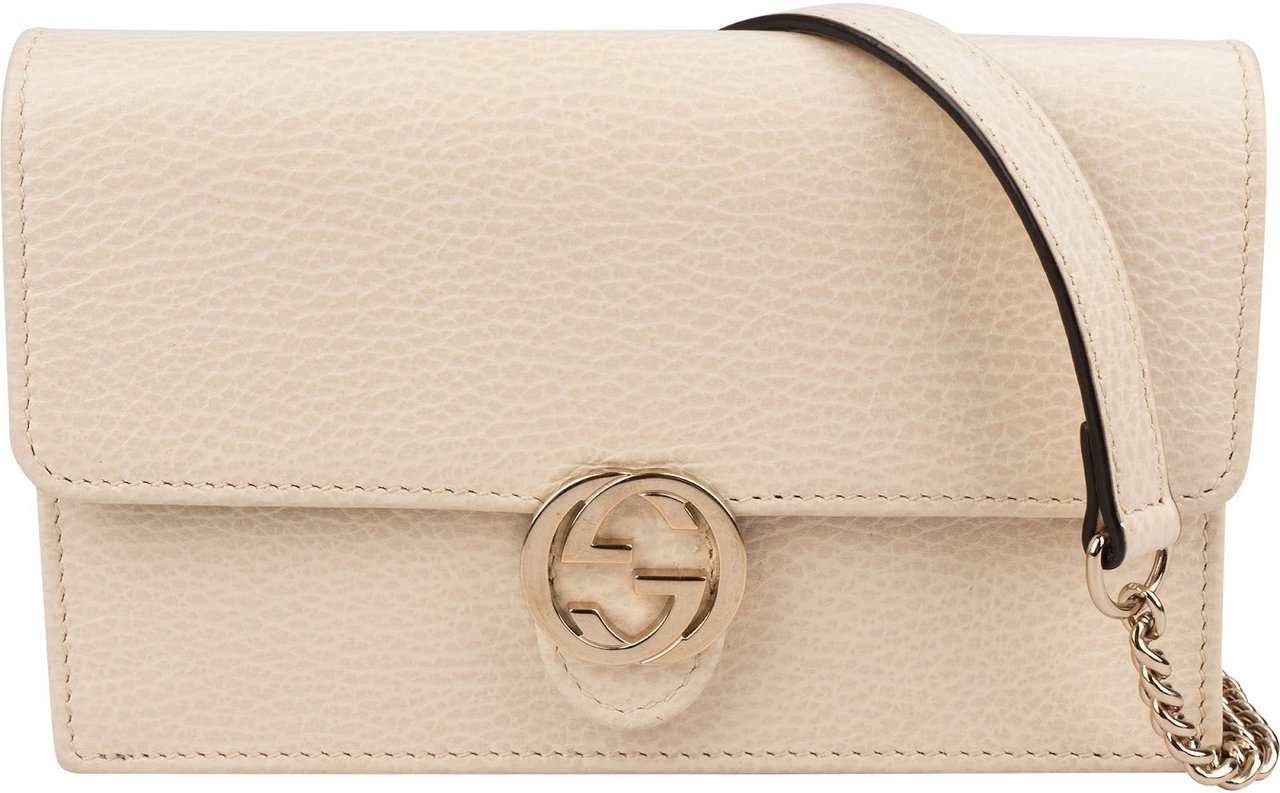Gucci Grained Leather Interlocking GG Wallet On Chain Crossbody Bag Divers