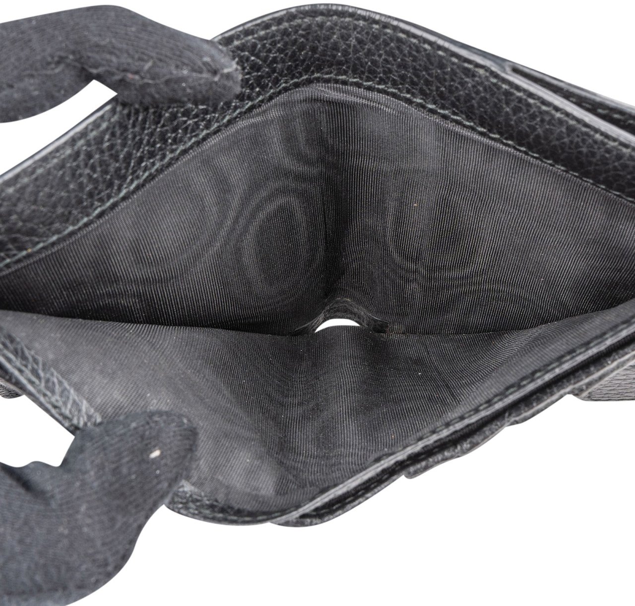 Gucci Grained Leather Interlocking GG Wallet Zwart