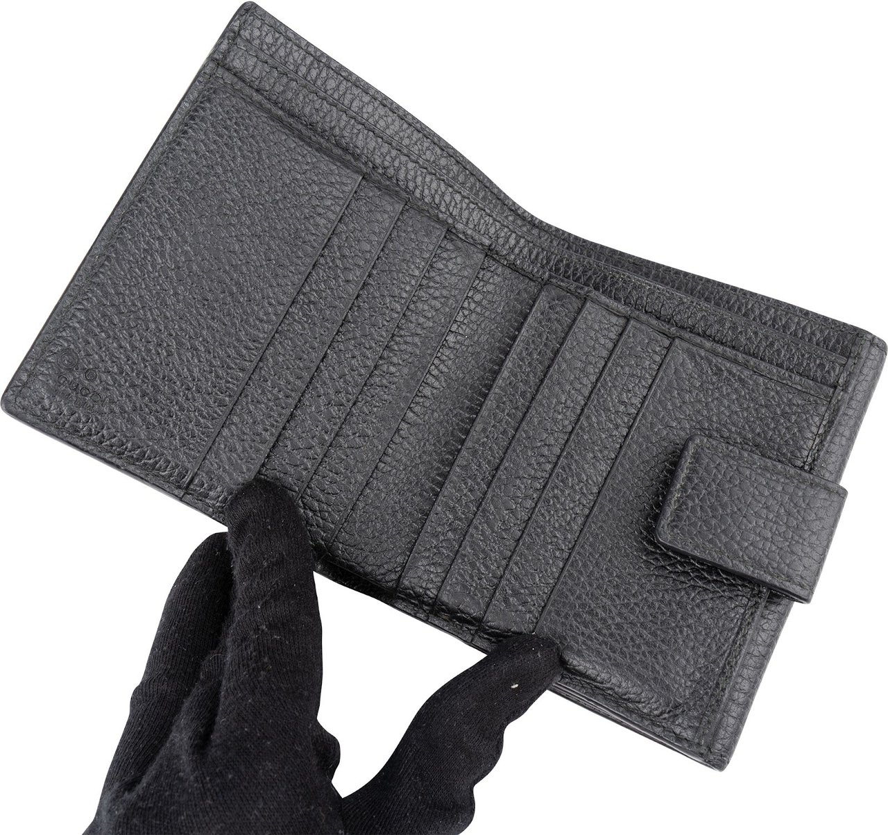 Gucci Grained Leather Interlocking GG Wallet Zwart
