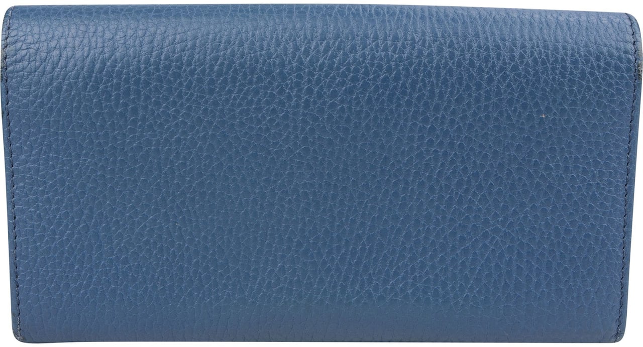 Gucci Pebbled Leather Interlocking GG Continental Wallet Blauw