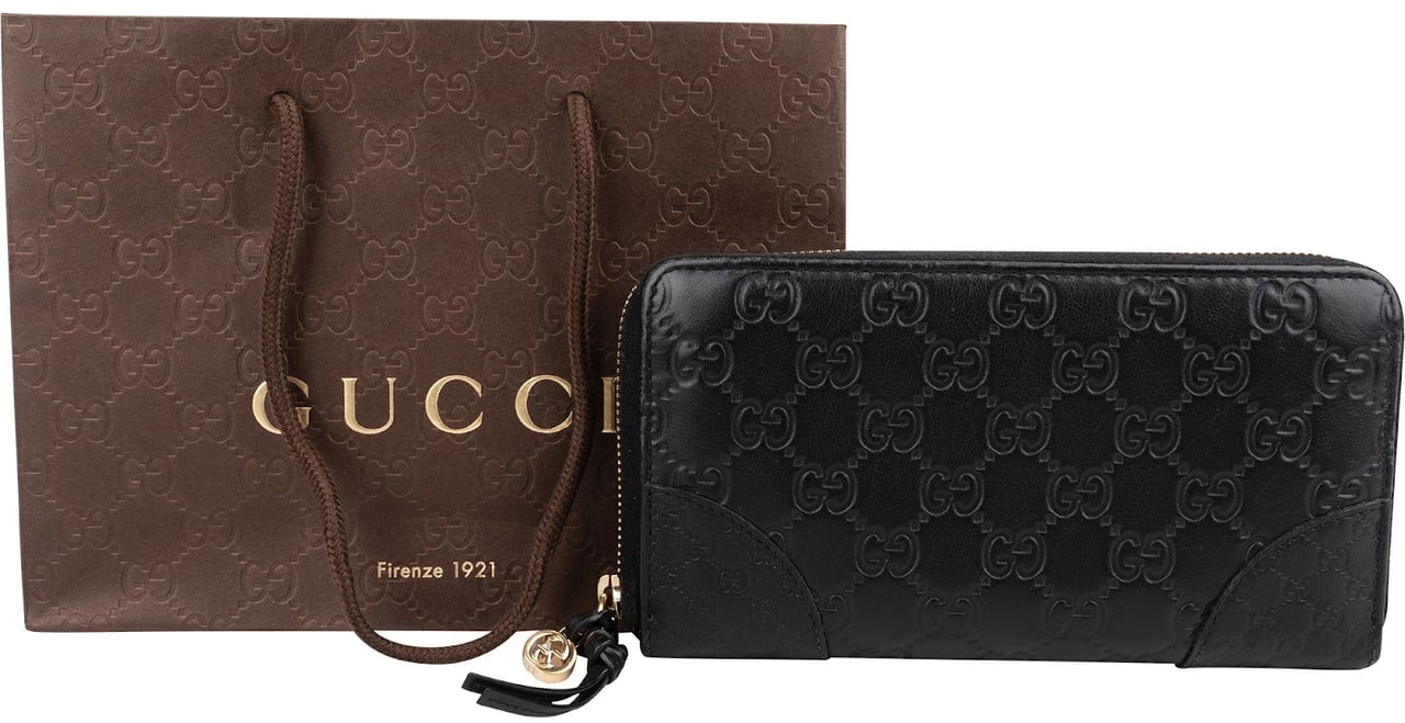 Gucci Guccissima Leather Zip Around Wallet Zwart