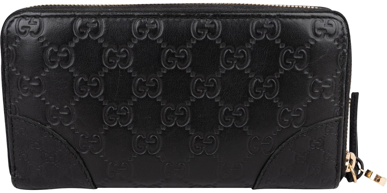 Gucci Guccissima Leather Zip Around Wallet Zwart