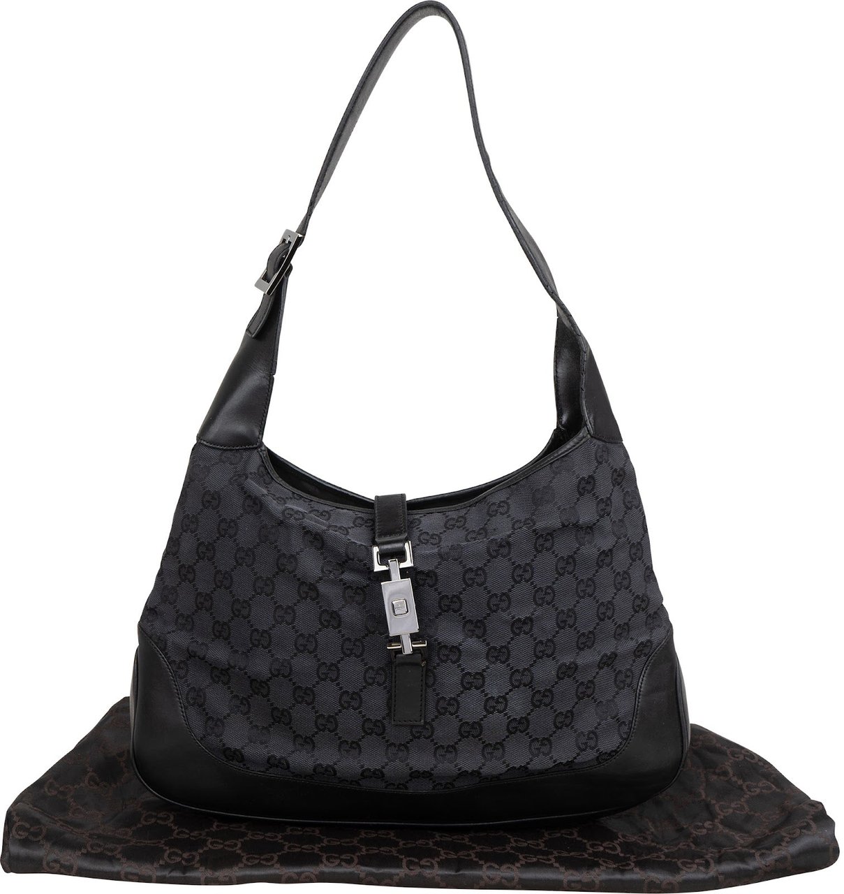 Gucci Monogram GG Canvas Jackie Shoulder Bag Zwart
