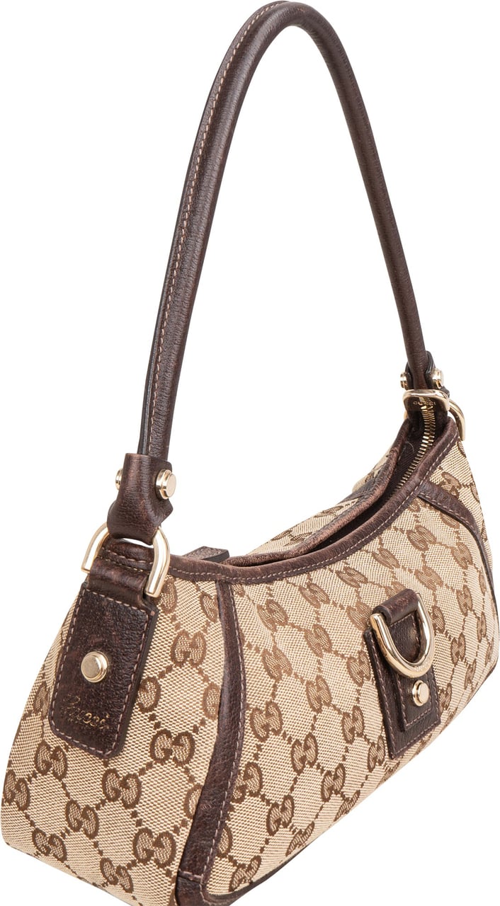 Gucci Monogram GG Canvas Abbey D-Ring Pochette Shoulder Bag Beige