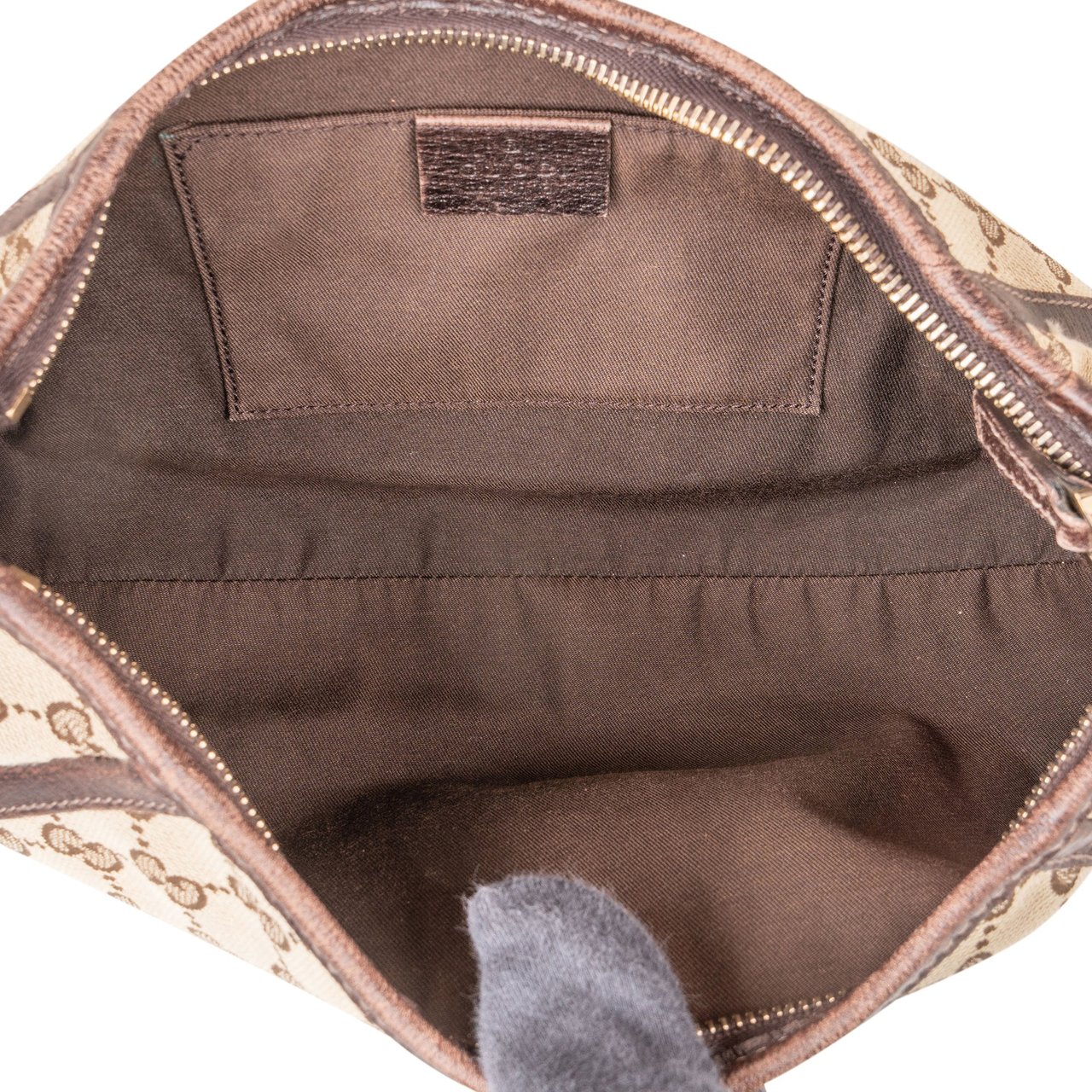 Gucci Monogram GG Canvas Abbey D-Ring Pochette Shoulder Bag Beige