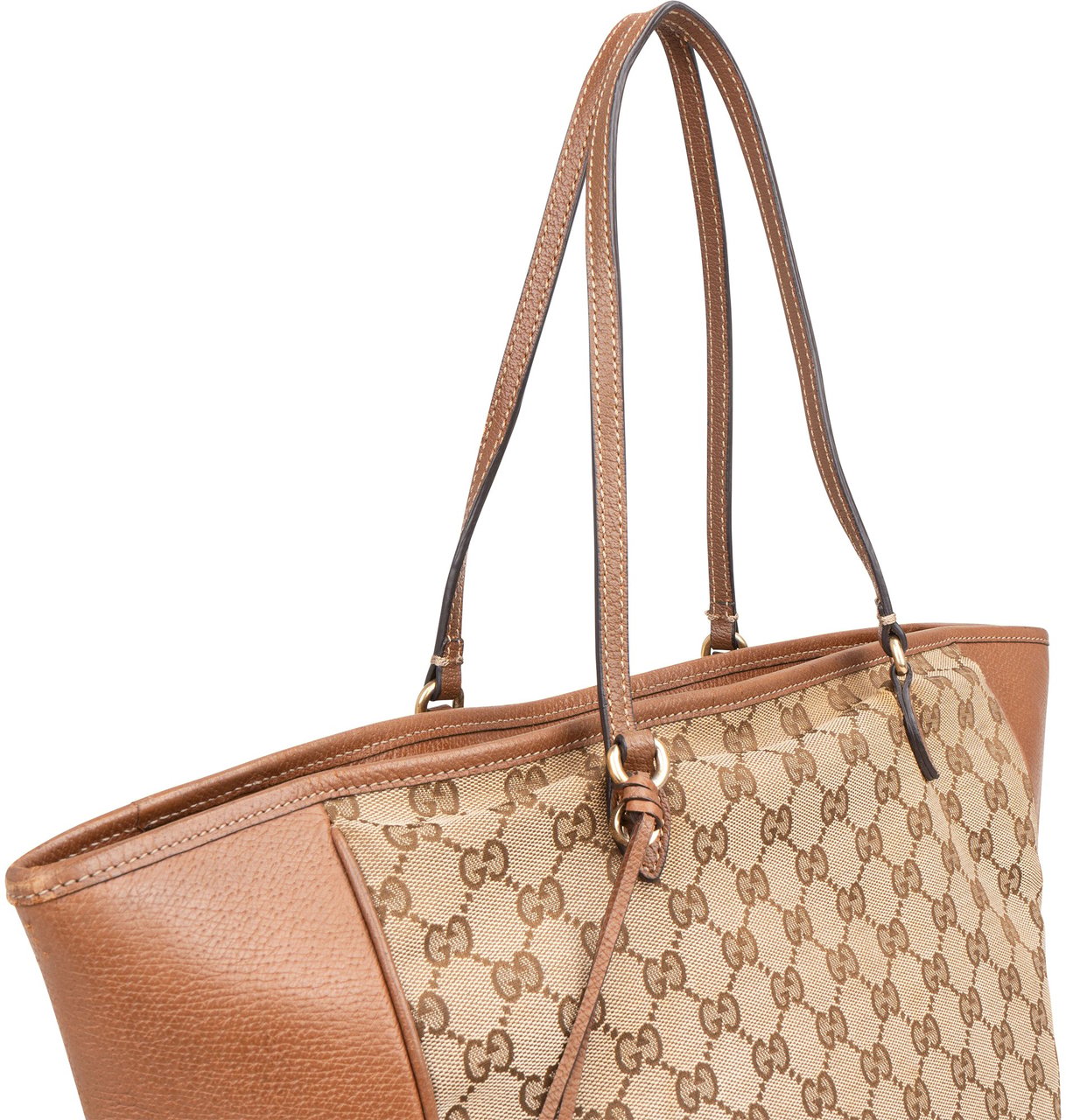 Gucci Monogram GG Canvas New Britt Tote Shoulder Bag Beige