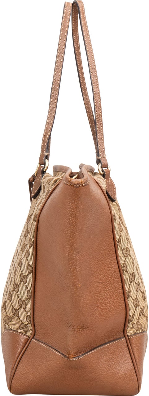 Gucci Monogram GG Canvas New Britt Tote Shoulder Bag Beige
