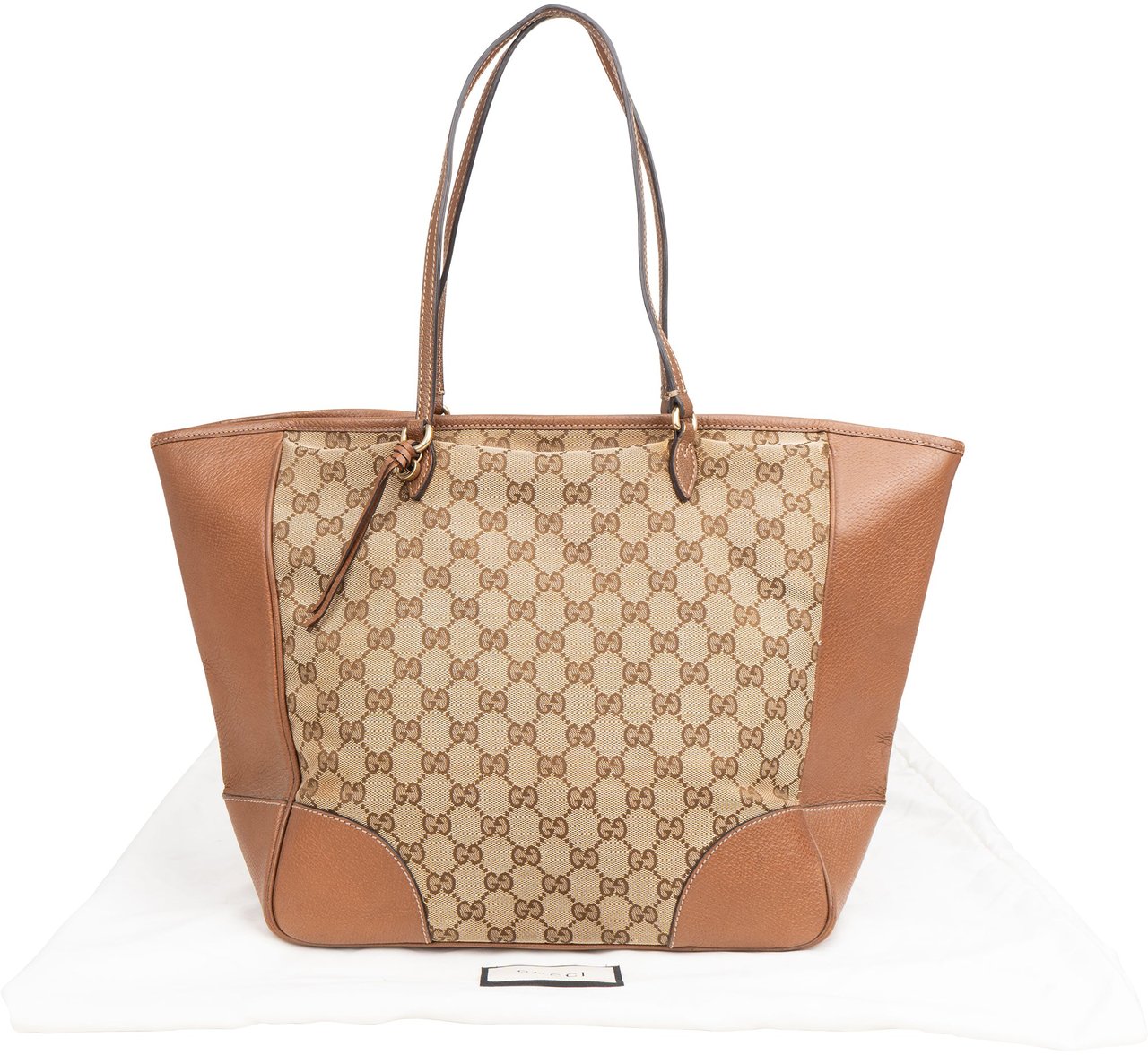 Gucci Monogram GG Canvas New Britt Tote Shoulder Bag Beige