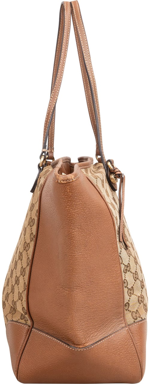 Gucci Monogram GG Canvas New Britt Tote Shoulder Bag Beige