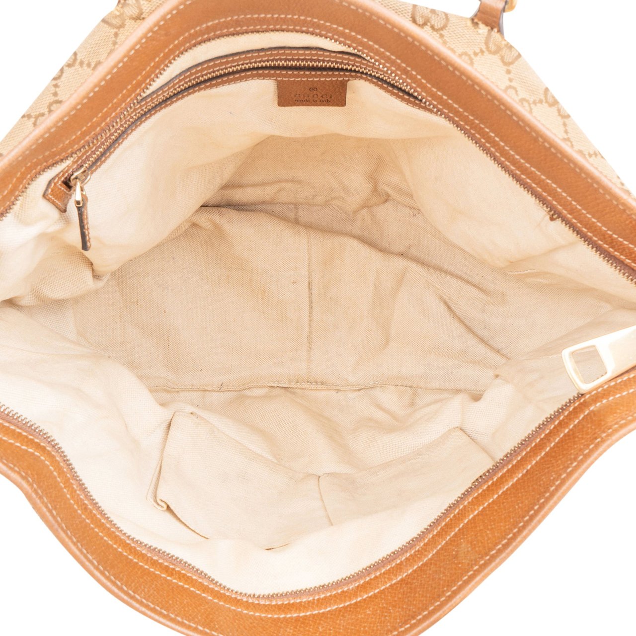 Gucci Monogram GG Canvas New Britt Tote Shoulder Bag Beige