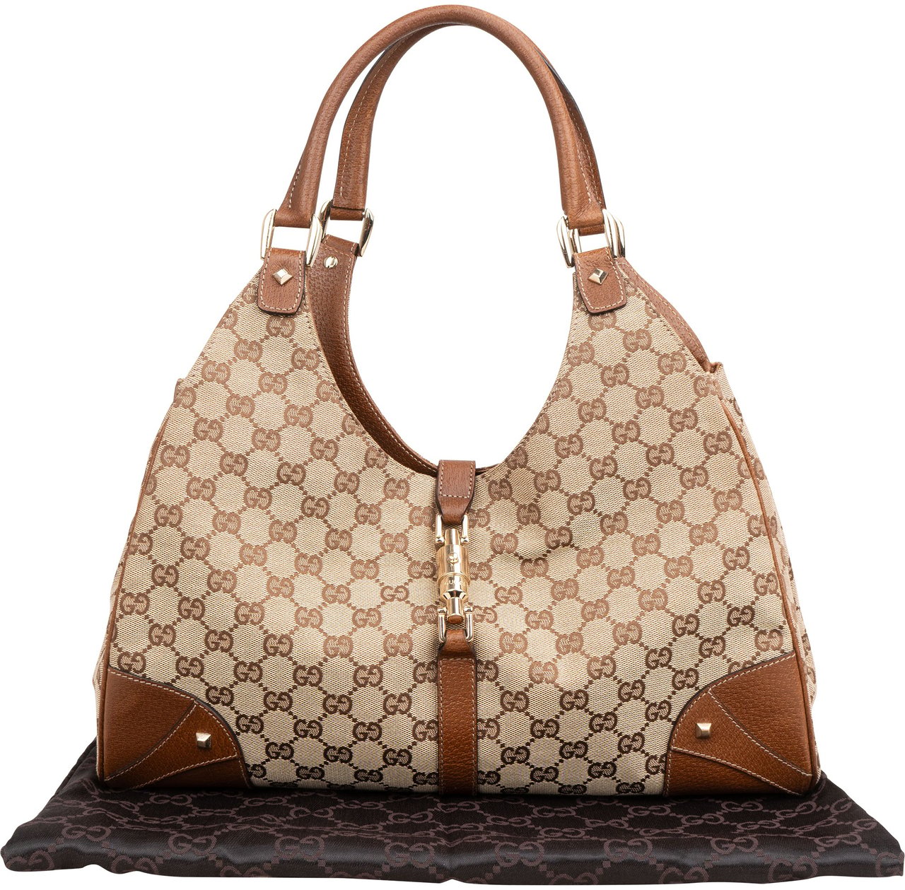 Gucci Monogram GG Canvas New Jackie Shoulder Bag Bruin