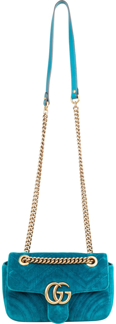 Gucci Chevron Velvet GG Marmont Small Crossbody Bag Divers