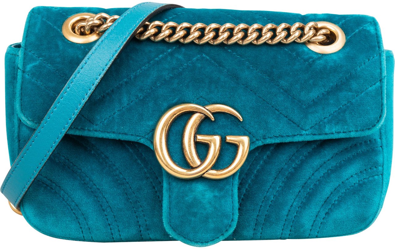 Gucci Chevron Velvet GG Marmont Small Crossbody Bag Divers