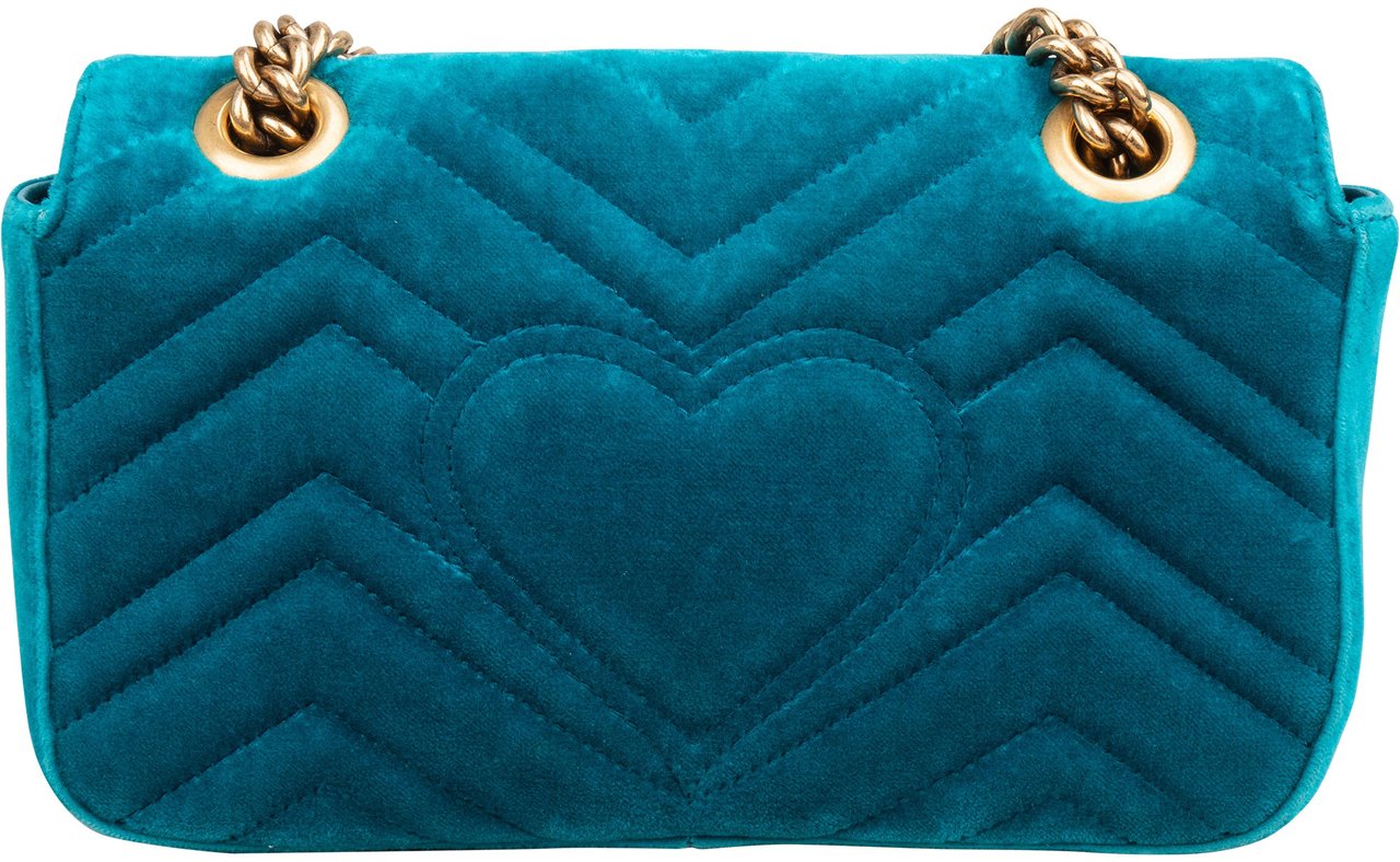 Gucci Chevron Velvet GG Marmont Small Crossbody Bag Divers
